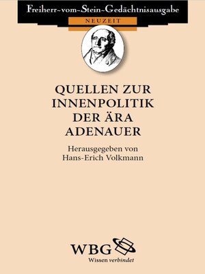 cover image of Quellen zur Innenpolitik der Ära Adenauer